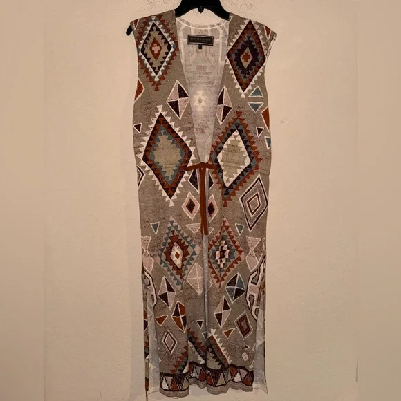 Double D Ranch Multicolor Western Tribal Kimono Size Large - Picture 2 of 8